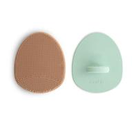 Mushie Brosses Croûtes de Lait pour Bébés, 0M+, Natural/Cambridge Blue | Lot de 2, Pour bébés, Brosse exfoliante en silicone, Bain et cuir chevelu, Ultra-douce, Soin des croûtes de lait