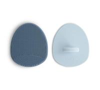 Mushie Brosses Croûtes de Lait pour Bébés, 0M+, Tradewinds/Periwinkle | Lot de 2, Pour bébés, Brosse exfoliante en silicone, Bain et cuir chevelu, Ultra-douce, Soin des croûtes de lait