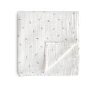 mushie Couverture D'emmaillotage en Mousseline pour Bébé | Naissance 0-3 Mois | Coton Organique | Gigoteuse pour Bébé | Prélavée | Couverture de Réception | Fabriquée au Danemark | Leaves