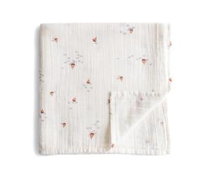 mushie Couverture D'emmaillotage en Mousseline pour Bébé | Naissance 0-3 Mois | Coton Organique | Gigoteuse pour Bébé | Prélavée | Couverture de Réception | Fabriquée au Danemark | Boats