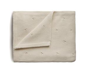 mushie Couverture Tricotée pour Bébé et Enfant | 80 X 100 Cm | Coton Biologique | Polyvalent et Parfait pour Tous Les Temps | Matériel Durable & de Haute Qualité | Pointelle Ivory