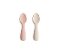 Mushie Cuillères De Démarrage en Silicone | Lot De 2 Cuillères Pour Tout-Petits | Pour Bébé Pour Apprendre à Manger Seul | Lavable au Lave-Vaisselle | Blush/Shifting Sand
