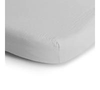 Mushie Drap-Housse pour Berceau | 40 X 10 X 100 Cm | Mousseline Extra Douce | Respirant 100% Coton Bio | Coins Élastiques | Prélavé | White-Small