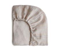 Mushie Drap-Housse pour Berceau | 60 X 20 X 120 Cm | Mousseline Extra Douce | Respirant 100% Coton Bio | Coins Élastiques | Prélavé | Rayures Rétro - Taille M