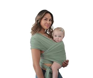 Mushie Écharpe de Portage pour Nouveau-Nés & Bébés | Porte-Nourisson Avec Poche Intégrée | 100% Coton Biologique | de 3,6 à 14,9 Kg | Roman Green