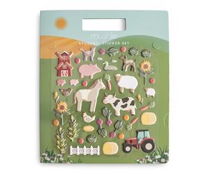 Mushie Ensemble de Livres d'Autocollants Réutilisables (Animaux de la Ferme) | Stickers en Mousse Amovibles | Activité Artistique et Artisanale pour Enfants