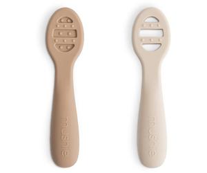 Mushie First Feeding Baby Spoons petite cuillère Natural/ Shifting Sand 6m+ 2 pcs