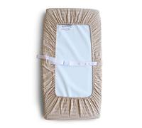 Mushie Housse de Matelas à Langer Lavable | 70x45 Cm | Convient pour Matelas à Langer Standard | Sangles de Sécurité Réglables | Accessoires pour Bébé Jeunes Enfants Garçons & Filles | Natural Stripes