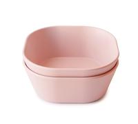 mushie Lot de 2 bols carrés pour enfants, Réutilisables, sans BPA, Passe au lave-vaisselle et au micro-ondes, Fabriqués au Danemark (Blush)