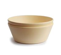 mushie Lot de 2 bols ronds pour enfants, Réutilisables, sans BPA, Passe au lave-vaisselle et au micro-ondes, Fabriqués au Danemark (Pale Daffodil)