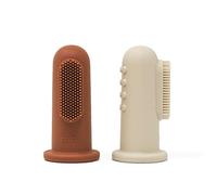 Mushie Lot de 2 Brosses à Dents à Doigt pour Bébé | Accessoires pour Bébé, Jeunes Enfants Garçons et Filles | Clay/Shifting Sand