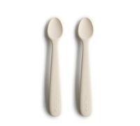 Mushie | Lot de 2 Cuillère en silicone sans BPA | Cuillère d'alimentation lavable au lave-vaisselle | Accessoires pour les tout-petits | Ivory