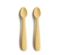 Mushie | Lot de 2 Cuillère en silicone sans BPA | Cuillère d'alimentation lavable au lave-vaisselle | Accessoires pour les tout-petits | Pale Daffodil