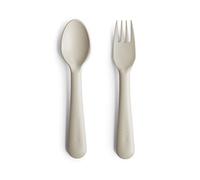Mushie Set de fourchette et cuillère pour enfants | Couverts de table réutilisables | Résistants au lave-vaisselle et au micro-ondes | Fabriqué au Danemark | Ivory