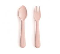 Mushie Set de fourchette et cuillère pour enfants | Couverts de table réutilisables | Résistants au lave-vaisselle et au micro-ondes | Fabriqué au Danemark | Blush