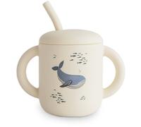 Mushie Silicone Training Cup Whales tasse avec paille 270 ml
