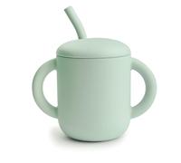 mushie Tasse d'Apprentissage en Silicone avec Paille | 6 Mois et Plus | 175 ml | Poignées Anti-Déversement et Antidérapantes | 100% Silicone | Anti-Fuite | Lavable au Lave-Vaisselle | Cambridge Blue