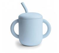 Mushie Training Cup with Straw tasse avec paille Powder-blue 1 pcs