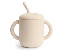 mushie Tasse d'Apprentissage en Silicone avec Paille | 6 Mois et Plus | 175 ml | Poignées Anti-Déversement et Antidérapantes | 100% Silicone | Anti-Fuite | Lavable au Lave-Vaisselle | Shifting Sand