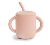 mushie Tasse d'Apprentissage en Silicone avec Paille | 6 Mois et Plus | 175 ml | Poignées Anti-Déversement et Antidérapantes | Sans BPA | Anti-Fuite | Lavable au Lave-Vaisselle | Blush