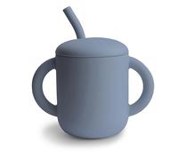 mushie Tasse d'Apprentissage en Silicone avec Paille | 6 Mois et Plus | 175 ml | Poignées Anti-Déversement et Antidérapantes | 100% Silicone| Anti-Fuite | Lavable au Lave-Vaisselle | Tradewinds