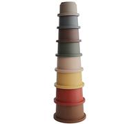 mushie Tasses à Empiler 8 Gobelets Gigognes | sans BPA | Jouets Éducatifs pour Bébés | Accessoires pour Bébé, Jeunes Enfants Garçons et Filles | Retro