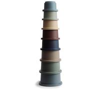mushie Tasses à Empiler 8 Gobelets Gigognes | sans BPA | Jouets Éducatifs pour Bébés | Accessoires pour Bébé, Jeunes Enfants Garçons et Filles | Forest