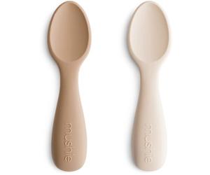Mushie Toddler Starter Spoons petite cuillère Natural/ Shifting Sand 12m+ 2 pcs