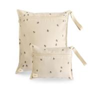 mushie Wet Bag 2-Pack Sac Résistant à l'eau pour Bébé - 2 Tailles, Fermeture Pression pour Poussette, Rangement Vêtements, Couches et Snacks, Polyester, Lavable en Machine (Bees)
