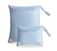 mushie Wet Bag 2-Pack Sac Résistant à l'eau pour Bébé - 2 Tailles, Fermeture Pression pour Poussette, Rangement Vêtements, Couches et Snacks, Polyester, Lavable en Machine (Tradewinds)