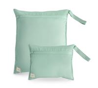 mushie Wet Bag 2-Pack Sac Résistant à l'eau pour Bébé - 2 Tailles, Fermeture Pression pour Poussette, Rangement Vêtements, Couches et Snacks, Polyester, Lavable en Machine (Roman Green)