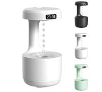 Mushroom Anti Gravity Humidifier, 2026 New 600ml Reverse Flow Rain Humidifier, with Suspended Water Drop & Clock, Mute Heavy Fog Large Capacity, for Bedroom Office Bedroom Use (White)