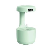 Mushroom Anti Gravity Humidifier，800ml Large Capacity Mushroom Humidifier with LED display that shows the time ，Rain Drop Humidifiers, for Bedroom Office Bedroom Use (Green)