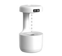 Mushroom Anti Gravity Humidifier，800ml Large Capacity Mushroom Humidifier with LED display that shows the time ，Rain Drop Humidifiers, for Bedroom Office Bedroom Use (White)