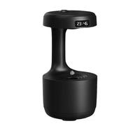 Mushroom Anti Gravity Humidifier，800ml Large Capacity Mushroom Humidifier with LED display that shows the time ，Rain Drop Humidifiers, for Bedroom Office Bedroom Use (Black)