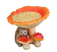 Mushroom Bird Feeder, Outdoor Lovebirds Feeder Figurine, Decorative Feeding Structure, Compact Garden Ornament, Idela for Courtyard, Patio, Fence, Lawn and Balcony Decoration