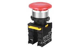 Mushroom Button Switch Waterproof Latching Momentary Self Reset Locking Panelboard Power Start Switch Red Green 10A 1NO1NC 22mm(Red,1NO1NC)