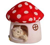 Mushroom Cat lit de Chat Doux Chaud Mignon Carton de Champignon Forme Vache Maison Chats avec Un Coussin Amovible