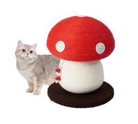 Mushroom Cat Scratching - Cat Paw Exercise - Sisal Rope Ca.t Scratch Post - Base stable, Plush & Wool Decor with Red Mushroom, Natural Sisal for Furniture Protection, Indoor Use