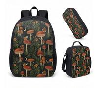 Mushroom Daisy Sac à dos de 43,2 cm Ensemble de 3 pièces Vintage Fantasy Forest Cartable pour enfants, adolescents, étudiants, filles, garçons, 06, L, Minimaliste