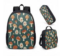 Mushroom Daisy Sac à dos de 43,2 cm Ensemble de 3 pièces Vintage Fantasy Forest Cartable pour enfants, adolescents, étudiants, filles, garçons, 01, L, Minimaliste