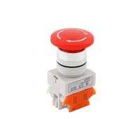 Mushroom Head LAY37 Emergency Stop Push Button Switch Self-Lock/Latchiing LAY7 PBC Y090-11ZS Power NO/NC 4 Screw Terminals(1NO 1NC,22mm)