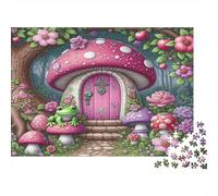 Mushroom House 1000 Pièces Puzzle À Assembler Papier Recyclable Fairy Garden Sénior Puzzles Jeu De Fête Props Excellent Cadeau Idea pour Femmes and Men Both 52x38cm/1000pcs