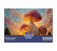 Mushroom House in Fantasy 1000 Pcs Carton Extra-épais Coffret De Puzzles Fantasy Mushroom Landscape Stimulant Et Éducatif Jeu Familial Puzzles As Birthday Gifts 38x26cm/1000pcs