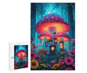Mushroom House in Fantasy Forest Puzzle 1000 Pièces Educa Jouet en Bois Cadeau Unique Décoration Intérieure Jeu Éducatif Challenge Toy Adultes Et Enfants À Partir De 14 Ans 1000 PCS