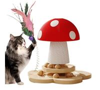 Mushroom Jouets interactifs en sisal - 24 x 24 x 24 cm - Base en bois stable - Grattoir naturel pour chat - Zone de jeu d'intérieur pour animaux de compagnie - Protection murale pour canapé - Griffes