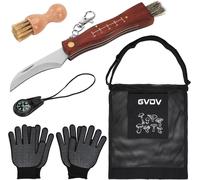 Mushroom Knife With Mushroom Picking Bag,Brush,Compass And 2 X Gloves,Folding Pocket Mycological Knife,With Boar Bristle Brush,Dad Man