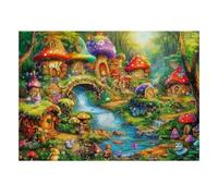 Mushroom River Village Jigsaw Puzzle, 1000 Pcs Creative Art Home Decor | 70x50cm Carton, Exercice Mental, Finition Surface Lisse, Amateurs De Puzzles, Réduction Du Stress