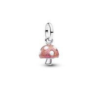 Mushroom Sterling Silver Dangle with Glow in The Dark White and Shimmering Red Enamel