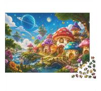 Mushroom Village Fantasy, Puzzle 1000 Pièces Déco Maison Art Créatif | 70x50cm Réduction Du Stress, Décoration Intérieure, Passe-temps Intellectuel, Carton, Cadeau Ami